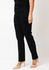 Robell Bella Check Slim Leg Trousers, Navy