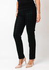 Robell Bella Check Slim Leg Trousers, Green
