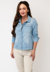 Robell Cotton Blend Button Up Jacket, Light Blue