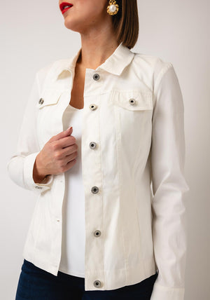 Robell Happy Denim Effect Jacket, Cream