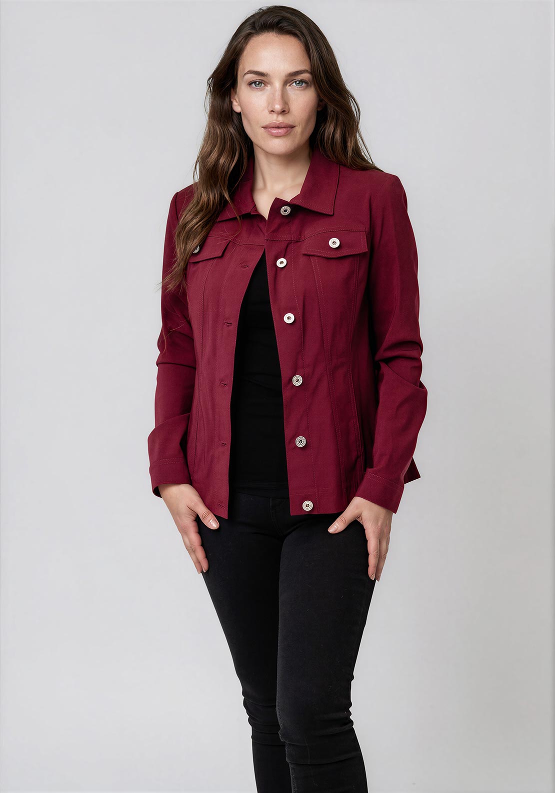 Robell Happy Denim Effect Jacket, Wine