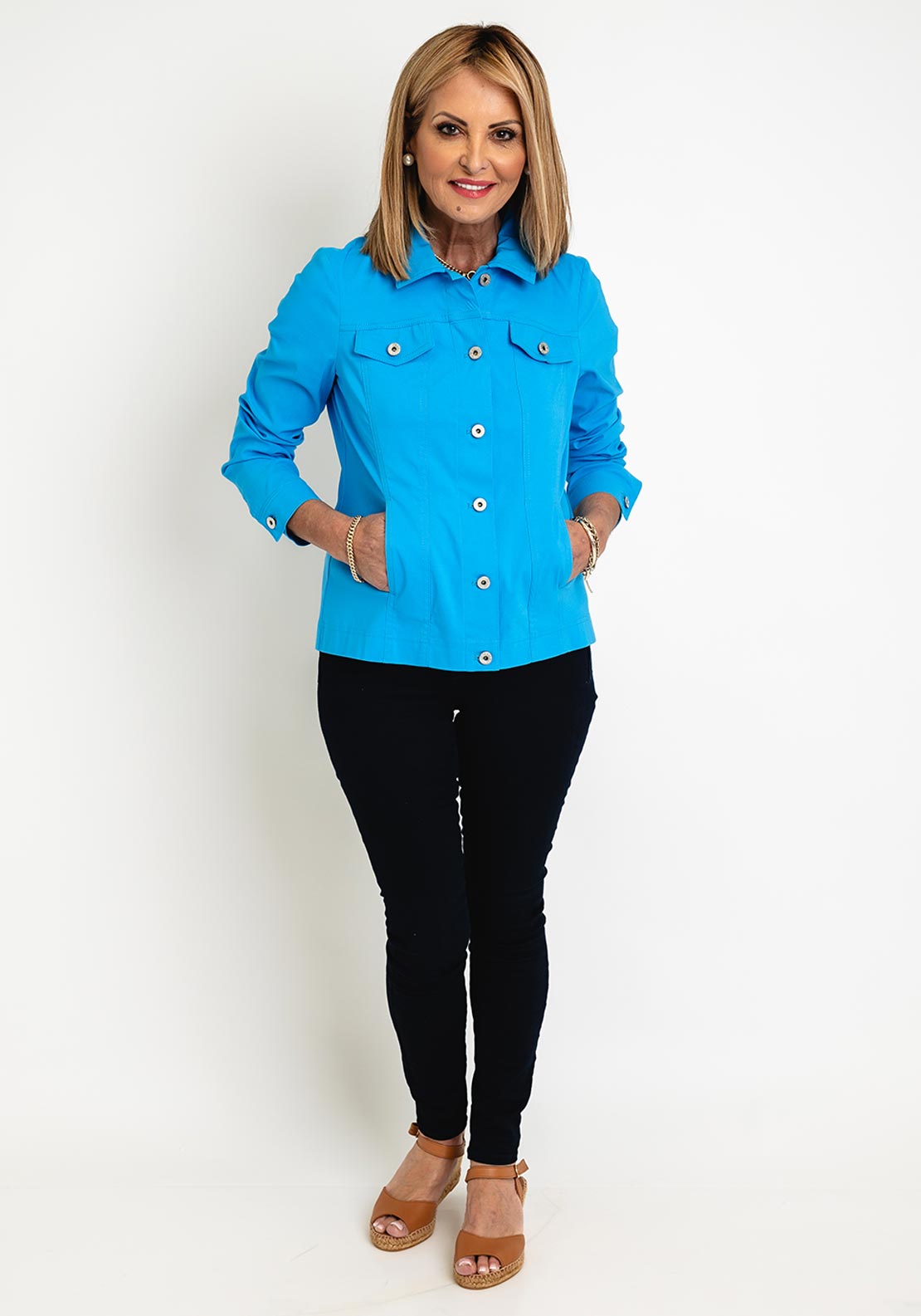 Robell Happy Denim Effect Jacket, Bright Blue