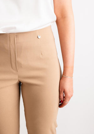 Robell Marie Full Length Slim Leg Trousers, Sand Beige