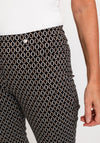 Robell Bella Full Length Slim Leg Print Trouser, Black