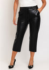 Robell Kati 09 Faux Leather Drawstring Waist Slim Fit Trouser, Black