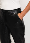 Robell Kati 09 Faux Leather Drawstring Waist Slim Fit Trouser, Black