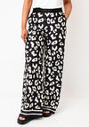 Robell Melly Animal Print Wide Leg Trousers, Black