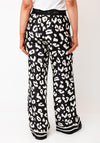 Robell Melly Animal Print Wide Leg Trousers, Black