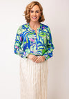 Robell Hannah Floral Print Satin Blouse, Green Multi
