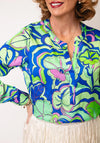 Robell Hannah Floral Print Satin Blouse, Green Multi