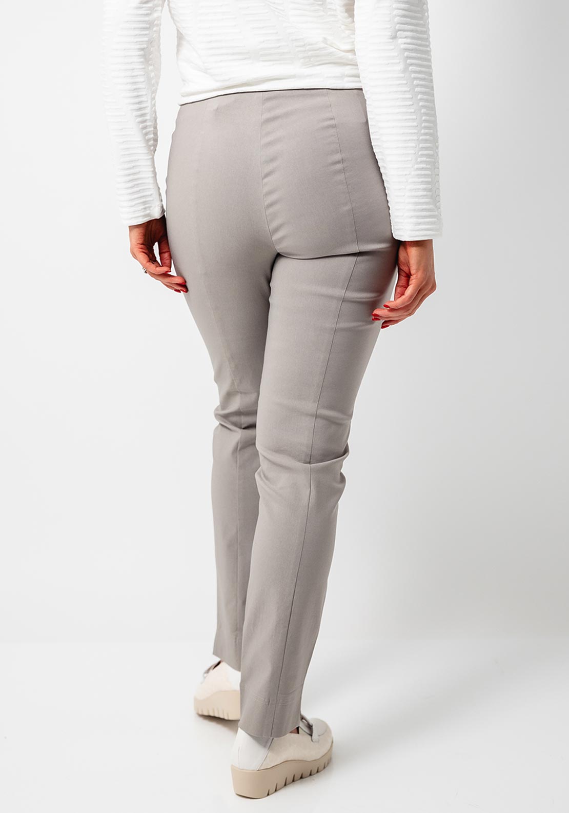 Robell Marie Full Length Slim Leg Trousers, Light Taupe