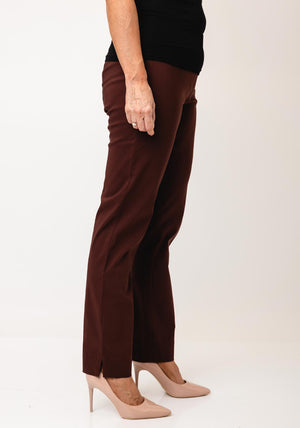 Robell Marie Full Length Slim Leg Trousers, Brown