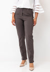 Robell Marie Full Length Slim Leg Trousers, Brown