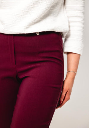 Robell Marie Full Length Slim Leg Trousers, Wine