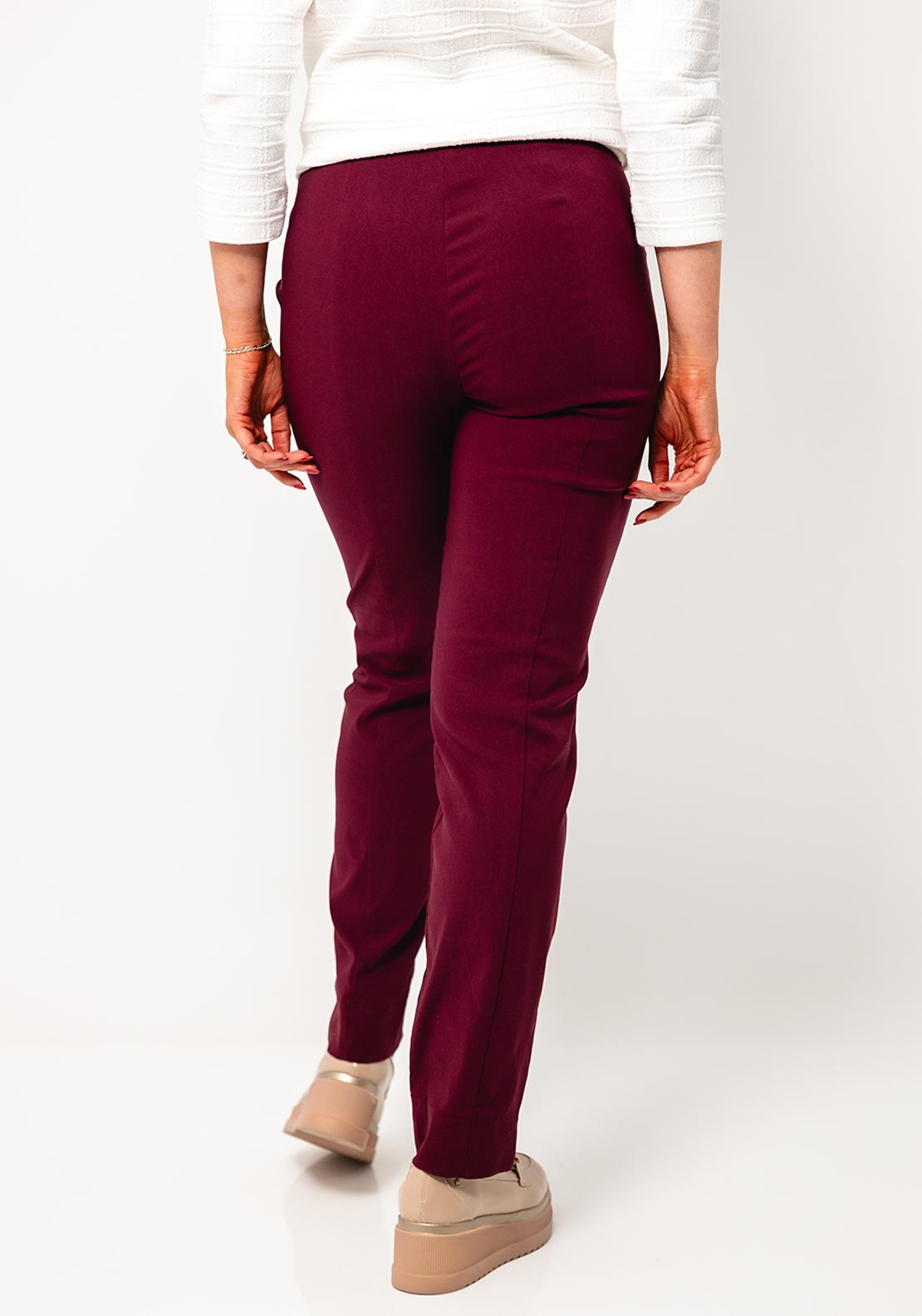 Robell Marie Full Length Slim Leg Trousers, Wine
