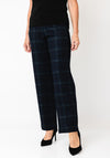 Robell Efi Checked Wide Leg Trousers, Navy Multi