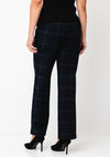 Robell Efi Checked Wide Leg Trousers, Navy Multi