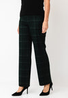 Robell Efi Checked Wide Leg Trousers, Green Multi