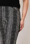 Robell Efi Chevron Print Cropped Leg Trousers, Black