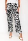 Robell Abstract Print Flare Leg Trousers, Black