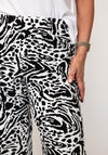 Robell Abstract Print Flare Leg Trousers, Black