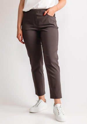 Robell Bella 09 Petite Ankle Grazer Trousers, Taupe Grey