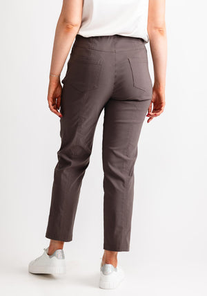 Robell Bella 09 Petite Ankle Grazer Trousers, Taupe Grey