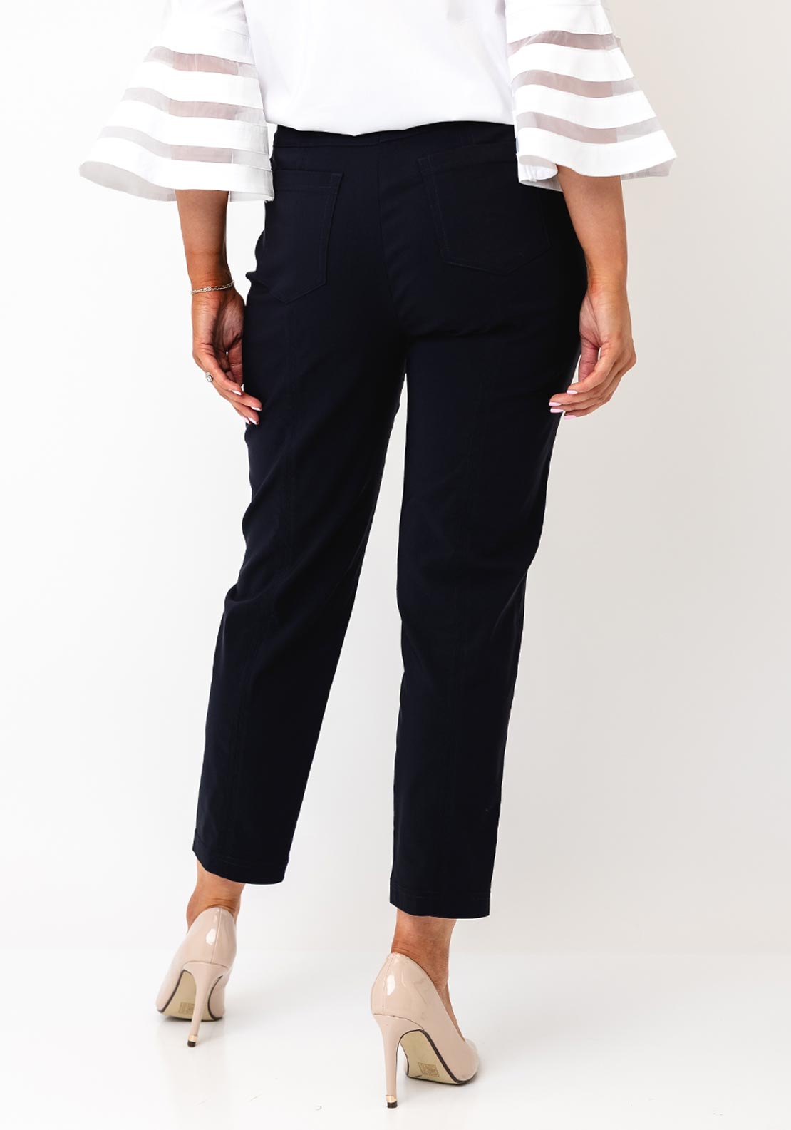 Robell Bella 09 Petite Ankle Grazer Trousers, Navy