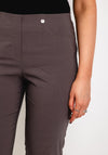 Robell Bella Full Length Slim Fit Trousers, Taupe