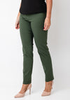 Robell Bella Full Length Slim Fit Trousers, Moss Green