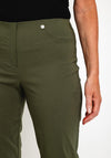 Robell Bella Full Length Slim Fit Trousers, Moss Green