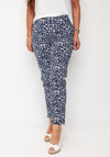 Robell Bella Greek Letter Straight Leg Trousers, Navy