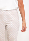 Robell Bella 09 Polka Dot Slim Cropped Trousers, Beige