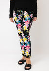 Robell Bella 09 Straight Fit Floral Jeans, Black Multi