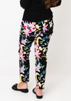 Robell Bella 09 Straight Fit Floral Jeans, Black Multi