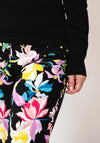 Robell Bella 09 Straight Fit Floral Jeans, Black Multi