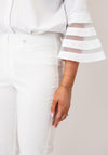Robell Bella 09 Turn Up Ankle Grazer Trousers, Cream