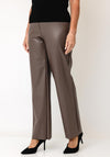 Robell Efi Straight Leg Faux Leather Trousers, Taupe