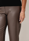 Robell Efi Straight Leg Faux Leather Trousers, Taupe