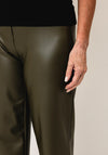 Robell Efi Straight Leg Faux Leather Trousers, Khaki Green