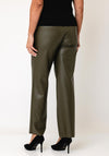 Robell Efi Straight Leg Faux Leather Trousers, Khaki Green