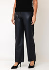 Robell Efi Faux Leather Straight Leg Trousers, Black