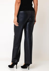 Robell Efi Faux Leather Straight Leg Trousers, Black