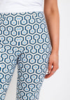 Robell Rose 09 Geo Print Ankle Grazer Trousers, Blue Multi