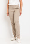 Robell Marie Stretch Full Length Slim Leg Trousers, Beige