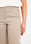 Robell Marie Stretch Full Length Slim Leg Trousers, Beige