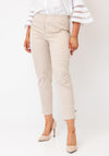Robell Bella 09 Striped Ankle Grazer Trousers, Beige