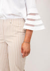 Robell Bella 09 Striped Ankle Grazer Trousers, Beige