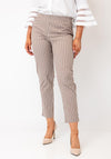 Robell Bella 09 Striped Ankle Grazer Trousers, Taupe