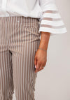 Robell Bella 09 Striped Ankle Grazer Trousers, Taupe